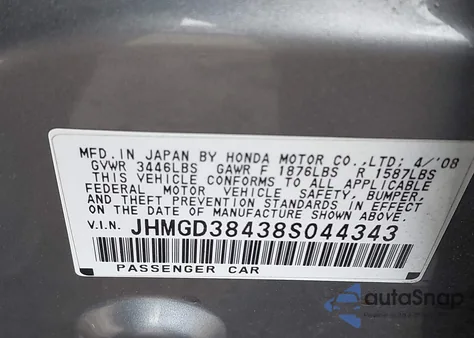 2008 Honda Fit z USA, uszkodzony, nr VIN JHMGD38438S044343